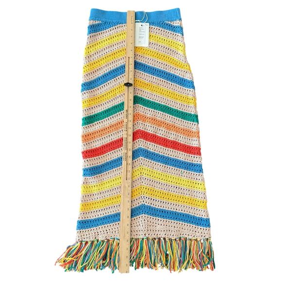 Mother Candy Stripe Cinch Tank Halter Top Fringe Midi Skirt Set size S NEW Tags - Picture 7 of 15